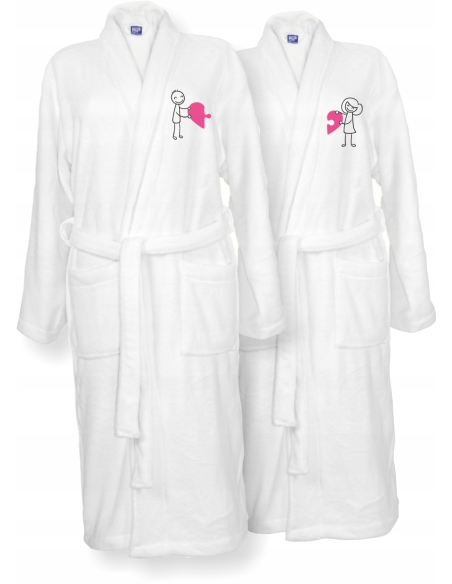 SZLAFROKI BIAŁE Z HAFTEM 2 szt unisex PREZENT personalizowany różne wzory