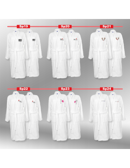 SZLAFROKI BIAŁE Z HAFTEM 2 szt unisex PREZENT personalizowany dużo wzorów