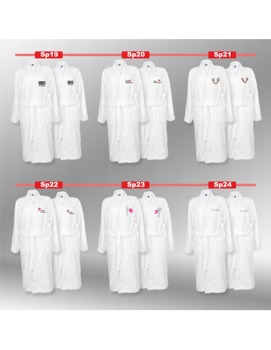 SZLAFROKI BIAŁE Z HAFTEM 2 szt unisex PREZENT personalizowany na ślub