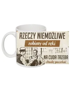 Kubek PRL Śmieszny z Nadrukiem Rzeczy Niemożliwe Robimy