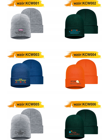 Czapka zimowa twój haft logo napis tekst KGW koło gospodyń wiejskich 10 szt