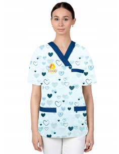 Bluza damska we wzorki medyczna firmowa z HAFTEM TWOIM LOGO NAPISEM