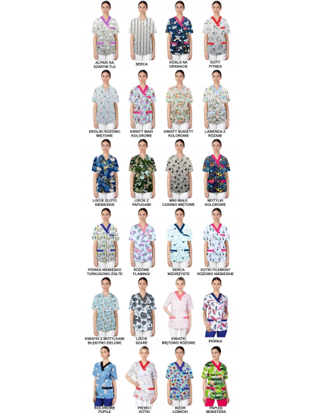 Bluza damska we wzorki medyczna firmowa z HAFTEM TWOIM LOGO NAPISEM 10 SZT