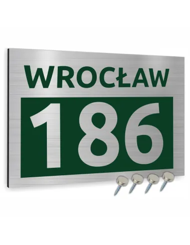 Tabliczka Adresowa Srebrna z Kolorowym Nadrukiem Dibond