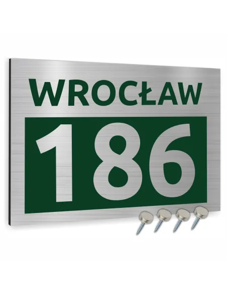 Tabliczka Adresowa Srebrna z Kolorowym Nadrukiem Dibond