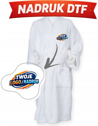 Szlafrok kąpielowy unisex odzież reklamowa DTF logo trwały nadruk