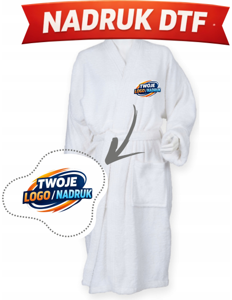 Szlafrok kąpielowy unisex odzież reklamowa DTF logo trwały nadruk