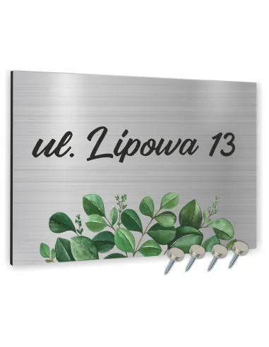 Tabliczka Adresowa Aluminiowa Srebrna Różne Nadruki 20x15