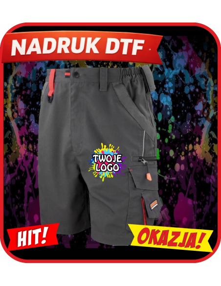 Spodenki robocze Unisex odzież reklamowa DTF logo trwały nadruk pełny kolor