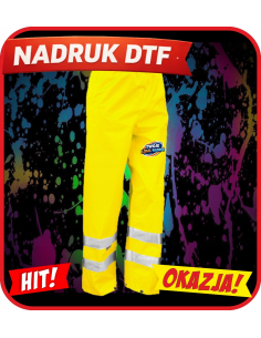 Spodnie ochronne odzież reklamowa DTF logo trwały nadruk pełny kolor