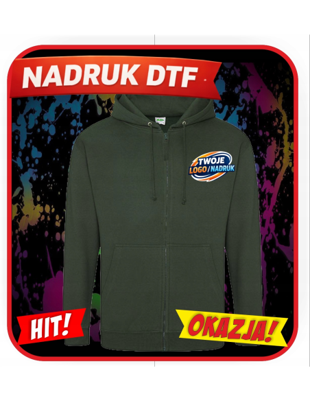 Bluza na suwak odzież reklamowa DTF logo trwały nadruk pełny kolor