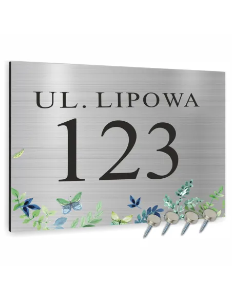 Tabliczka 20x15cm Adresowa Aluminiowa Srebrna Delikatna