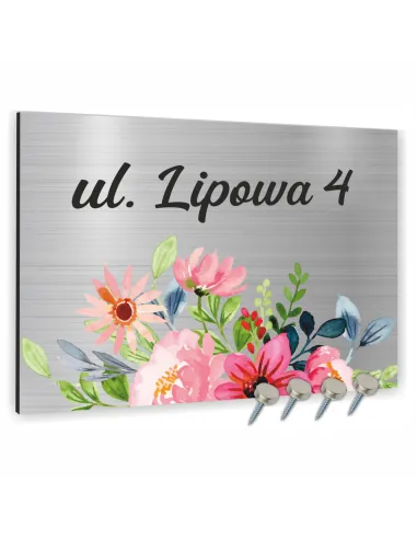 Tabliczka Adresowa Aluminiowa Srebrna Rożne Wzory Numer
