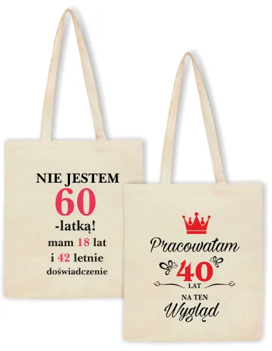 Eko Torba Personalizowany z Nadrukiem na Prezent 40 Lat