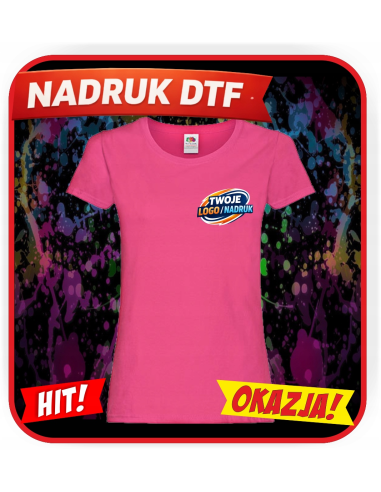 T-shirt damski odzież reklamowa DTF logo trwały nadruk pełny kolor