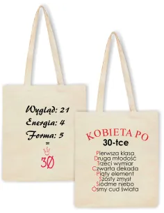 Eko Torba Prezent Kobieta 30 40 Personalizowany z Nadrukiem