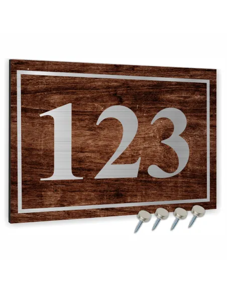 Tablica z Numerem Domu Adresowa z Motywem Drewna 20x15cm