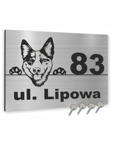 Tablica Adresowa Metal Numer Domu Posesji z Motywem Psa