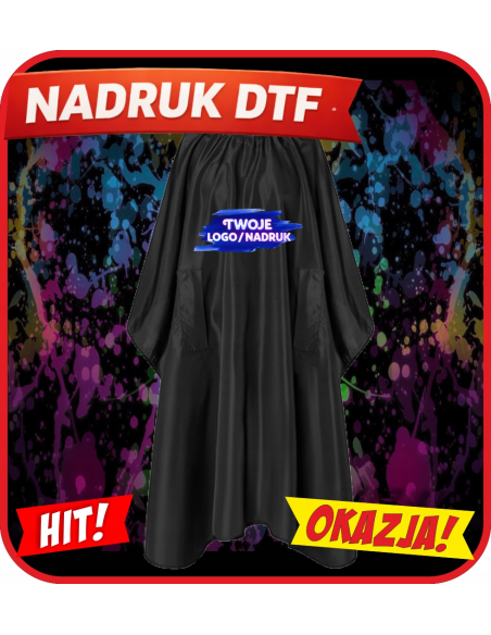 Wodoszczelna peleryna fryzjerska odzież reklamowa DTF logo trwały nadruk