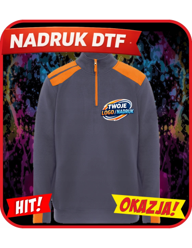 Bluza z zamkiem 1/2 odzież reklamowa DTF logo trwały nadruk pełny kolor