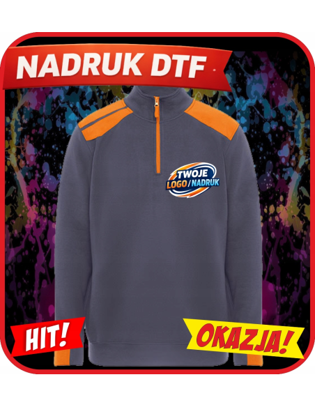 Bluza z zamkiem 1/2 odzież reklamowa DTF logo trwały nadruk pełny kolor