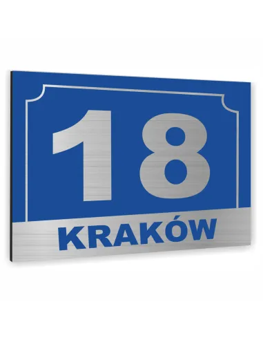 Tabliczka Tablica Adresowa Aluminiowa Niebieski Nadruk