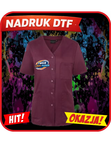 Tunika damska odzież reklamowa DTF logo trwały nadruk pełny kolor
