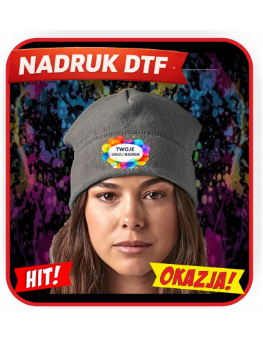 Czapka z polaru firmowa PERSONALIZACJA NADRUK DTF Twoja grafika 10 SZT