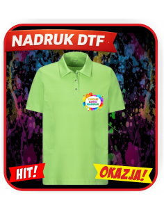 Polo-Tunika odzież reklamowa DTF logo trwały nadruk pełny kolor