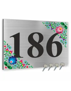 Tabliczka Numer Budynek Dom Inox Motyw Ludowy Aluminium