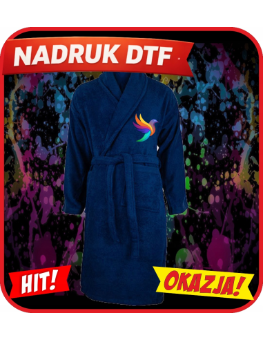 Organiczny szlafrok odzież reklamowa DTF logo trwały nadruk pełny kolor