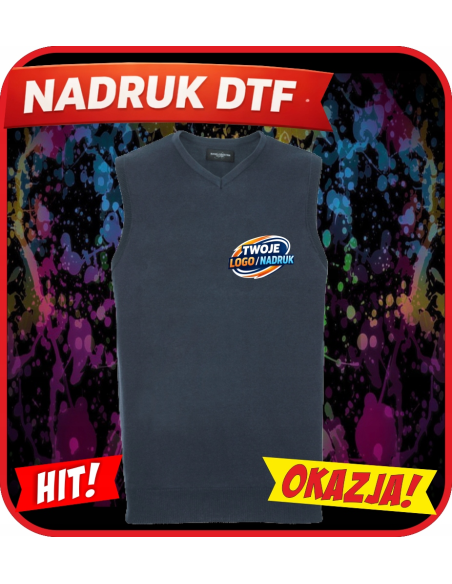 Męski sweter bez rękawów odzież reklamowa DTF logo trwały nadruk