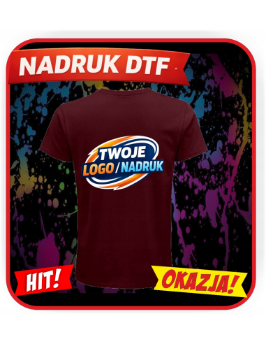 Męska koszulka odzież reklamowa DTF logo trwały nadruk pełny kolor