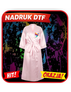 Szlafrok damski satynowy odzież reklamowa DTF logo nadruk pełny kolor