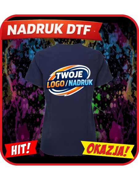 Odzież reklamowa Tunika damska DTF logo trwały nadruk pełny kolor