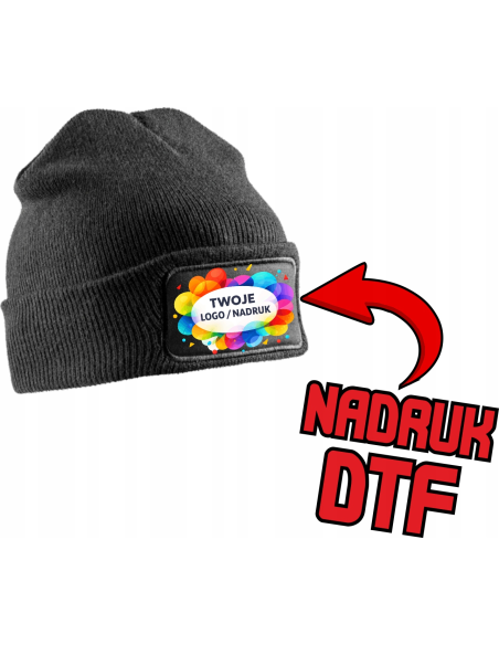 Dzianinowa czapka ODZIEŻ REKLAMOWA NADRUK DTF Logo grafika 20 sztuk