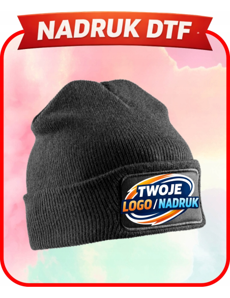Dzianinowa czapka firmowa PERSONALIZACJA NADRUK DTF Twoja grafika 10 SZT