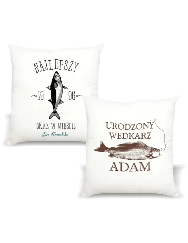 Poduszka Prezent dla Wędkarza Urodzony Wędkarz z Nadrukiem