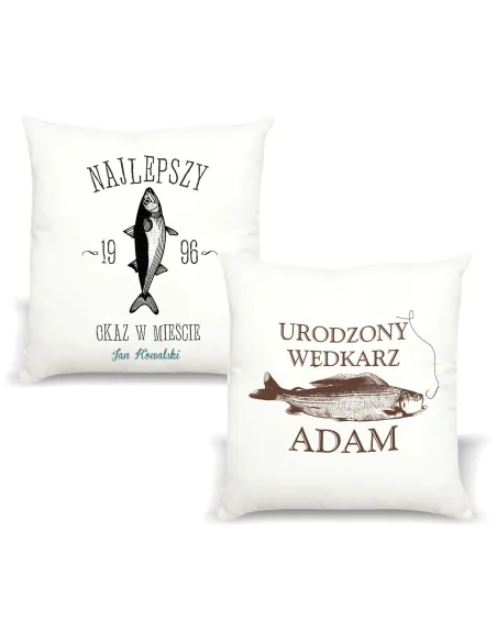 Poduszka Prezent dla Wędkarza Urodzony Wędkarz z Nadrukiem