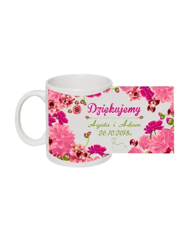 Kubek z Nadrukiem Dziękujemy Podziękowanie Prezent Świadków
