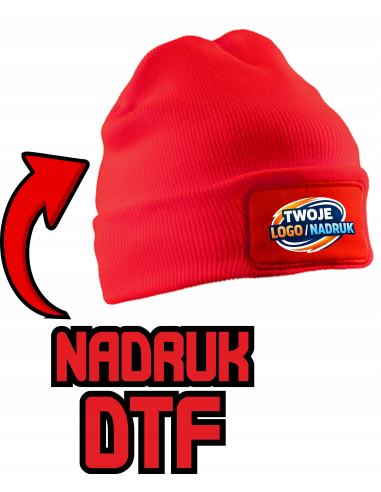 Czapka ZIMOWA reklamowa Z NADRUKIEM DTF FIRMOWYM twoje logo 20 sztuk