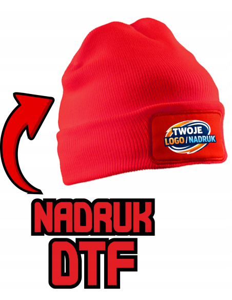 Czapka ZIMOWA reklamowa Z NADRUKIEM DTF FIRMOWYM twoje logo 20 sztuk