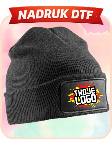 Czapka ZIMOWA reklamowa Z NADRUKIEM DTF FIRMOWYM twoje logo