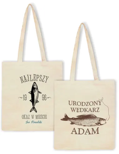 Eko Torba Prezent dla Wędkarza Urodzony Wędkarz z Nadrukiem