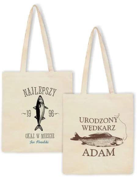 Eko Torba Prezent dla Wędkarza Urodzony Wędkarz z Nadrukiem