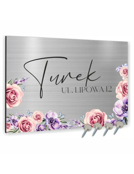 Tabliczka 30x20 cm Adresowa Aluminiowa Kolorowa Kwiatami