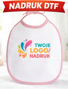 ŚLINIAK DZIECIĘCY PERSONALIZOWANY Z NADRUKIEM DTF Logo Twoja grafika