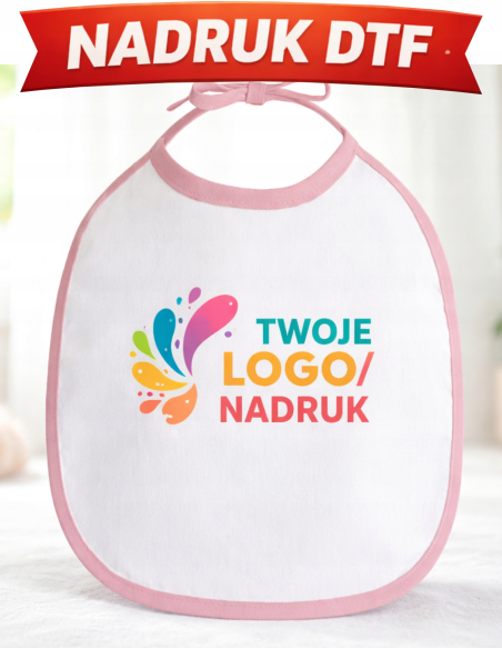 ŚLINIAK DZIECIĘCY PERSONALIZOWANY Z NADRUKIEM DTF Logo Twoja grafika
