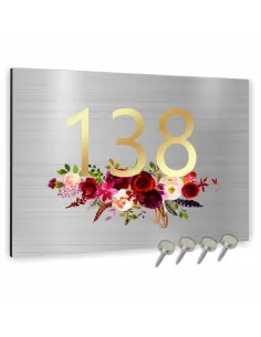 Tabliczka 30x20cm Adresowa Aluminiowa Srebrna Kwiatami