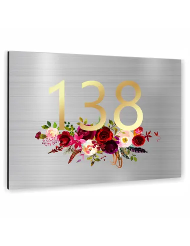 Tabliczka 30x20cm Adresowa Aluminiowa Srebrna Kwiatami